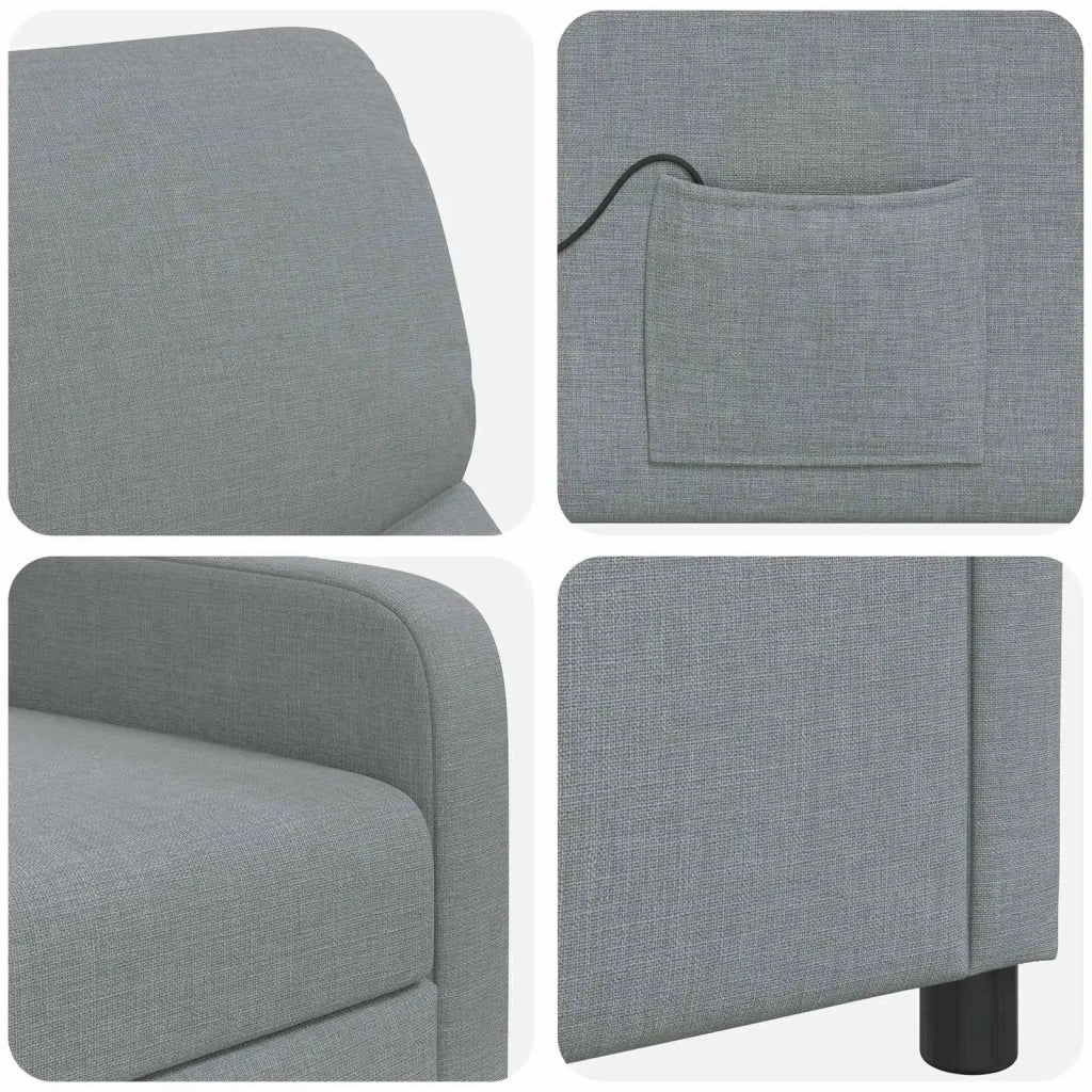Poltrona Massaggiante Grigio Chiaro Tessuto 42034829