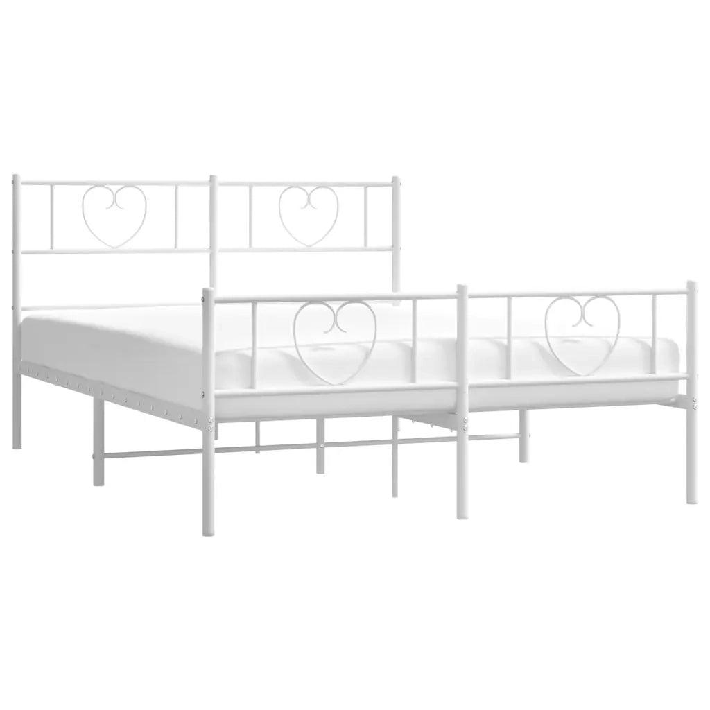 Letto matrimoniale | Letto per adulti | Giroletto con Testiera e Pediera Metallo Bianco 140x200 cm