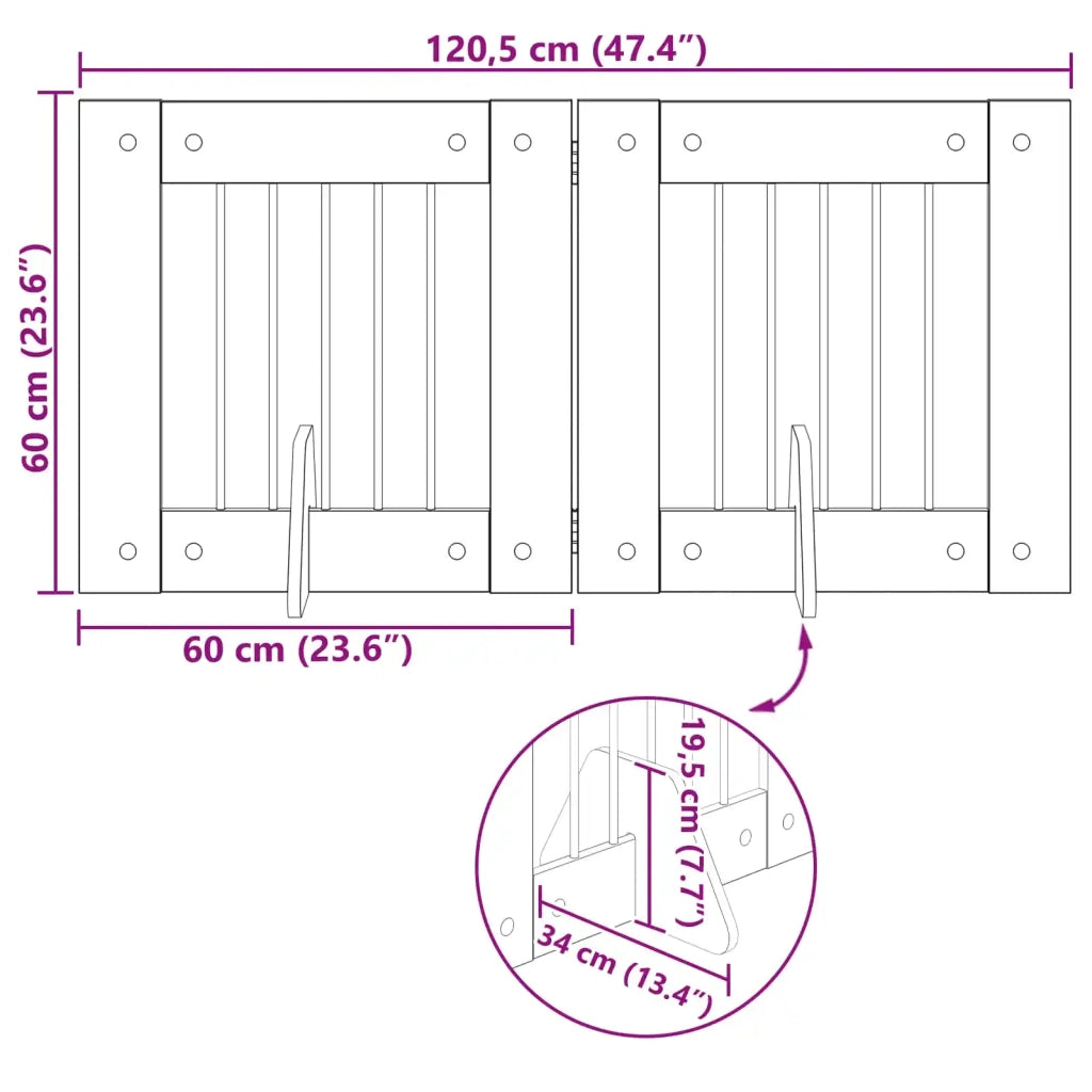Cancello per cani con supporti 2 pz Grigio Sonoma 60 x 60 cm CFW3957009