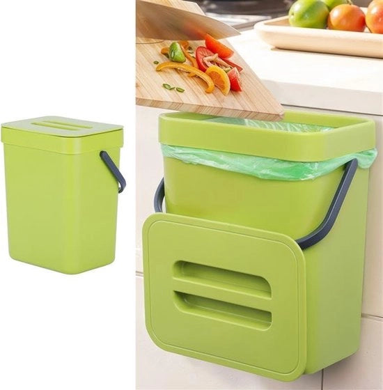 Contenitore a sospensione per rifiuti e compost - 4 litri e 2,3 litri - Verde