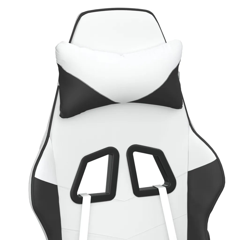 Sedia da Gaming | Sedia da e-sports con Poggiapiedi Bianco e Nero in Similpelle