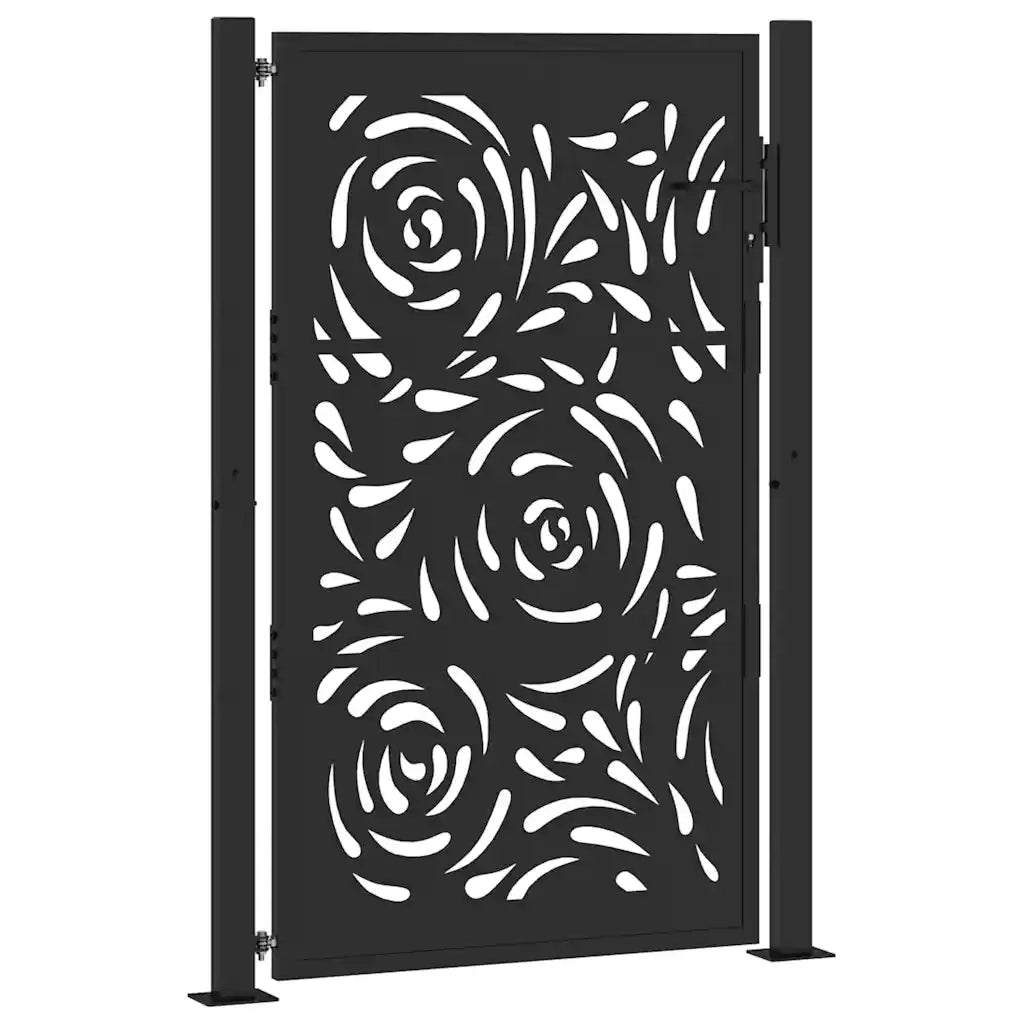 Cancello da giardino nero 100x150 cm in acciaio con design a fiamma 4100991