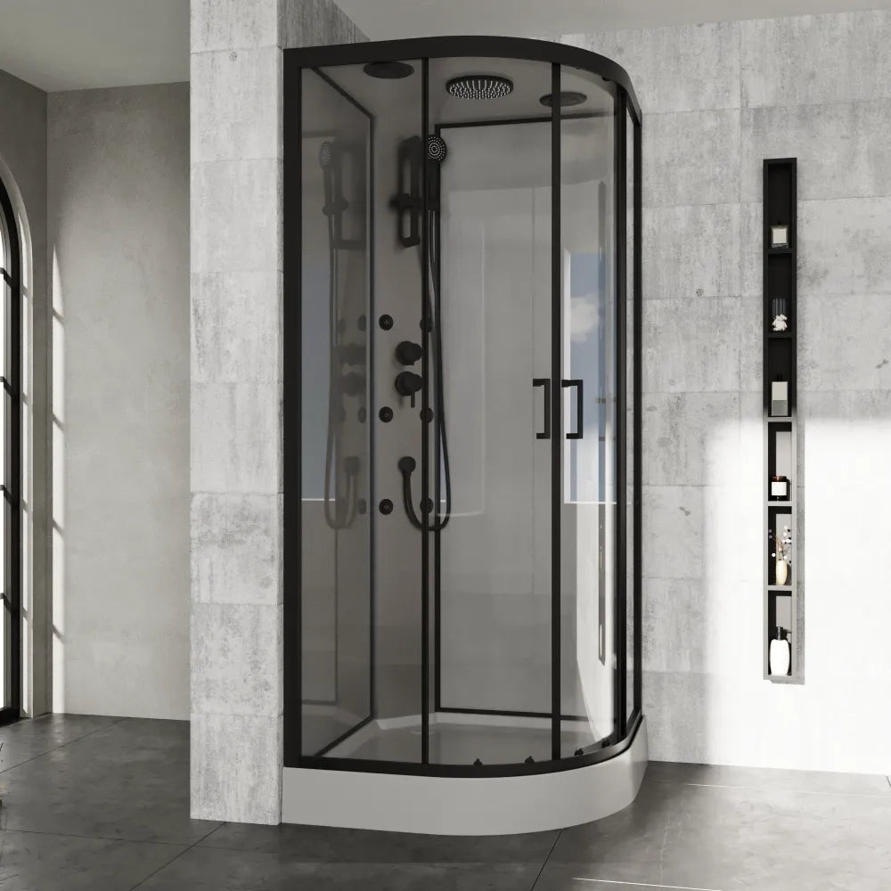 Cabina doccia idromassaggio semicircolare 90x90cm multifunzione h215cm | Sark