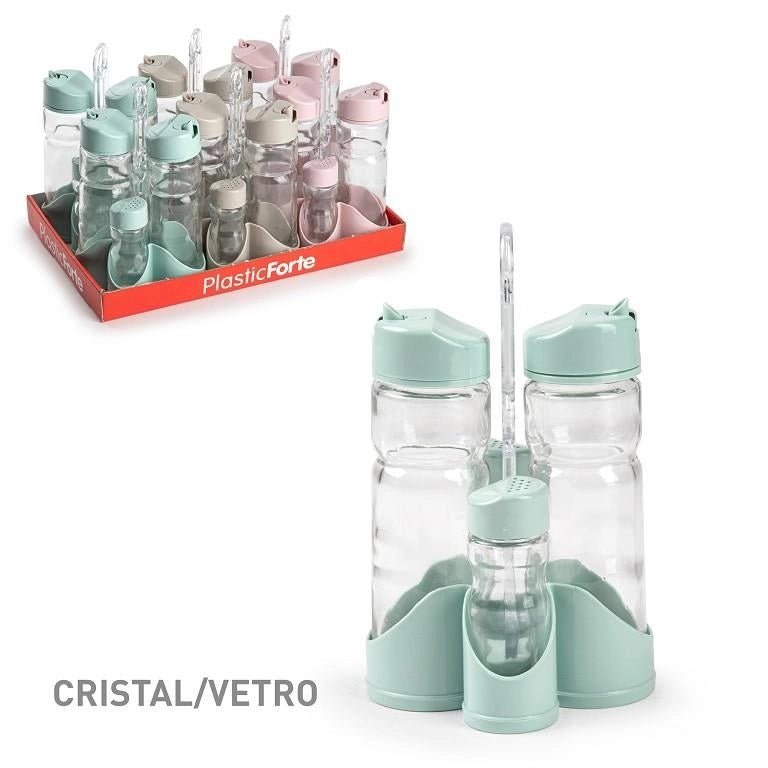 Set Menage da Tavola in Plastica e Vetro 3 Colori