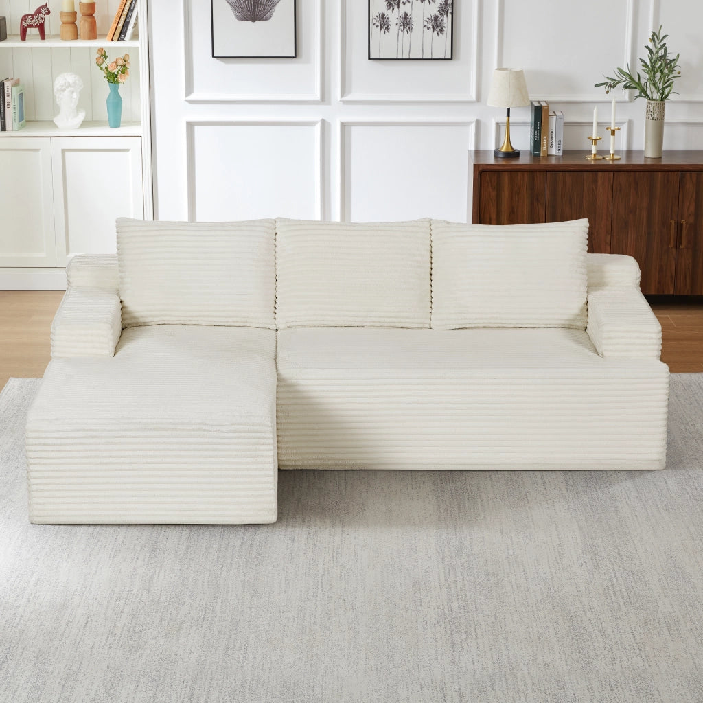 Divano senza montaggio in velluto a coste beige