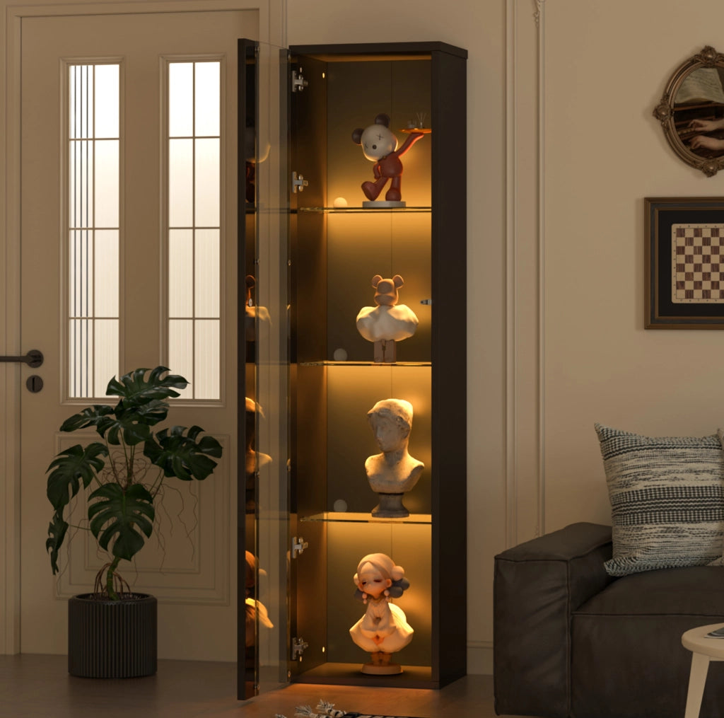 Vetrina 40x29x170 cm a 4 livelli con LED multicolore e controllo APP nera