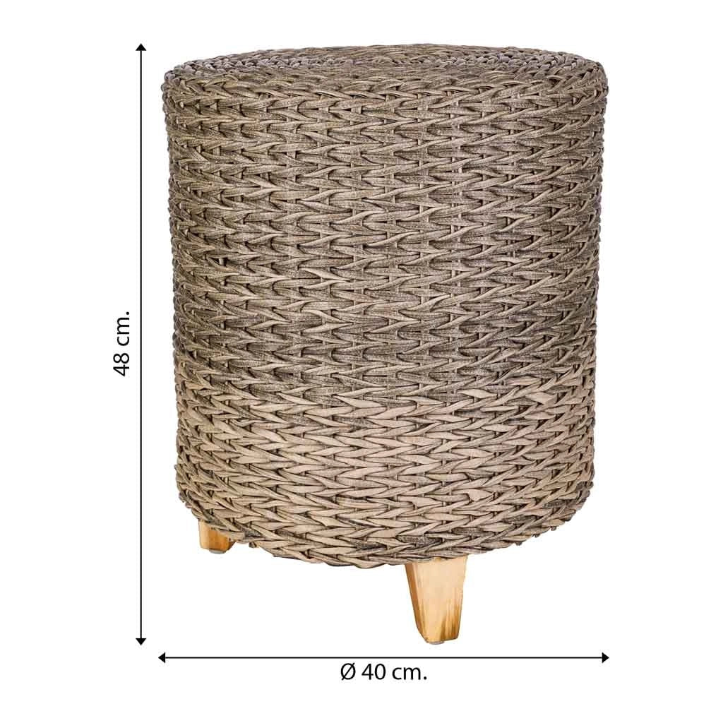 Sgabello in polyrattan grigio d40x48h