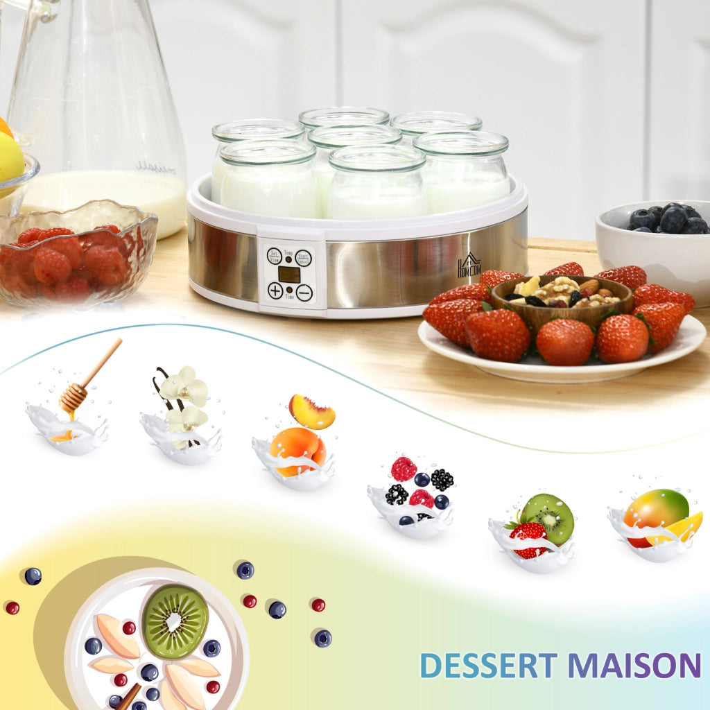 Macchina per yogurt 7 vasetti 180ml ¨C Minimal ¨C acciaio inox bianco 24x24x13 cm