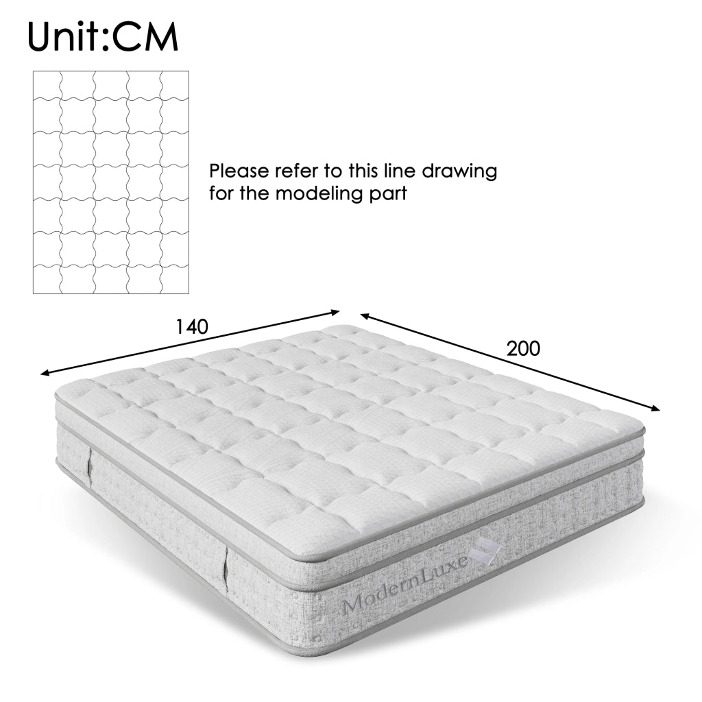 Materasso matrimoniale 140 × 200 cm a 7 zone con molle insacchettate e schiuma fredda, H3, incluso