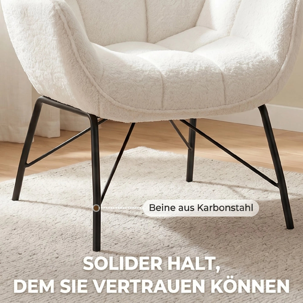 Poltrona Moderna ¨C Minimal ¨C Cremewei? Tessuto Sherpa