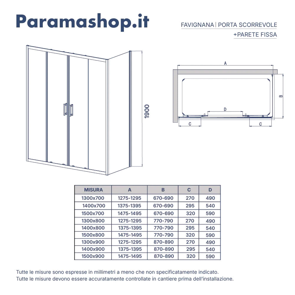 Box doccia angolare 70x130 cm profili cromati vetro 6mm trasparente apertura 2 ante scorrevoli | Favignana