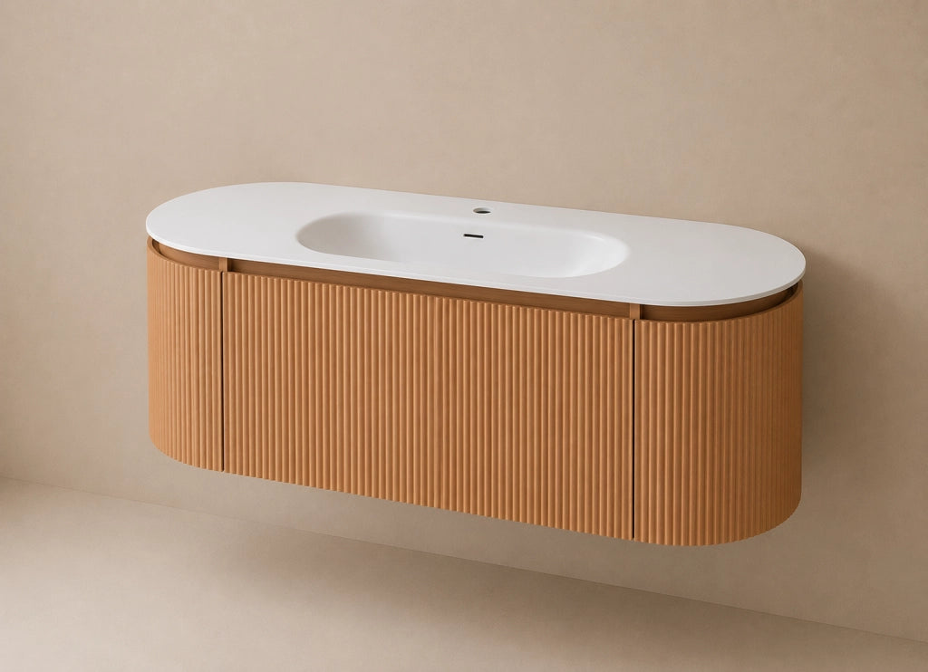 Limpido Design Base 120 cm Legno Rovere Lavabo Specchio retro illuminato