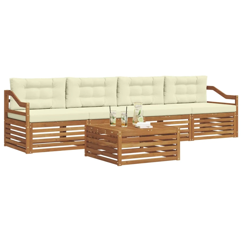 Set di divani da esterno con cuscino 5 pcs Naturale e Crema 3372995