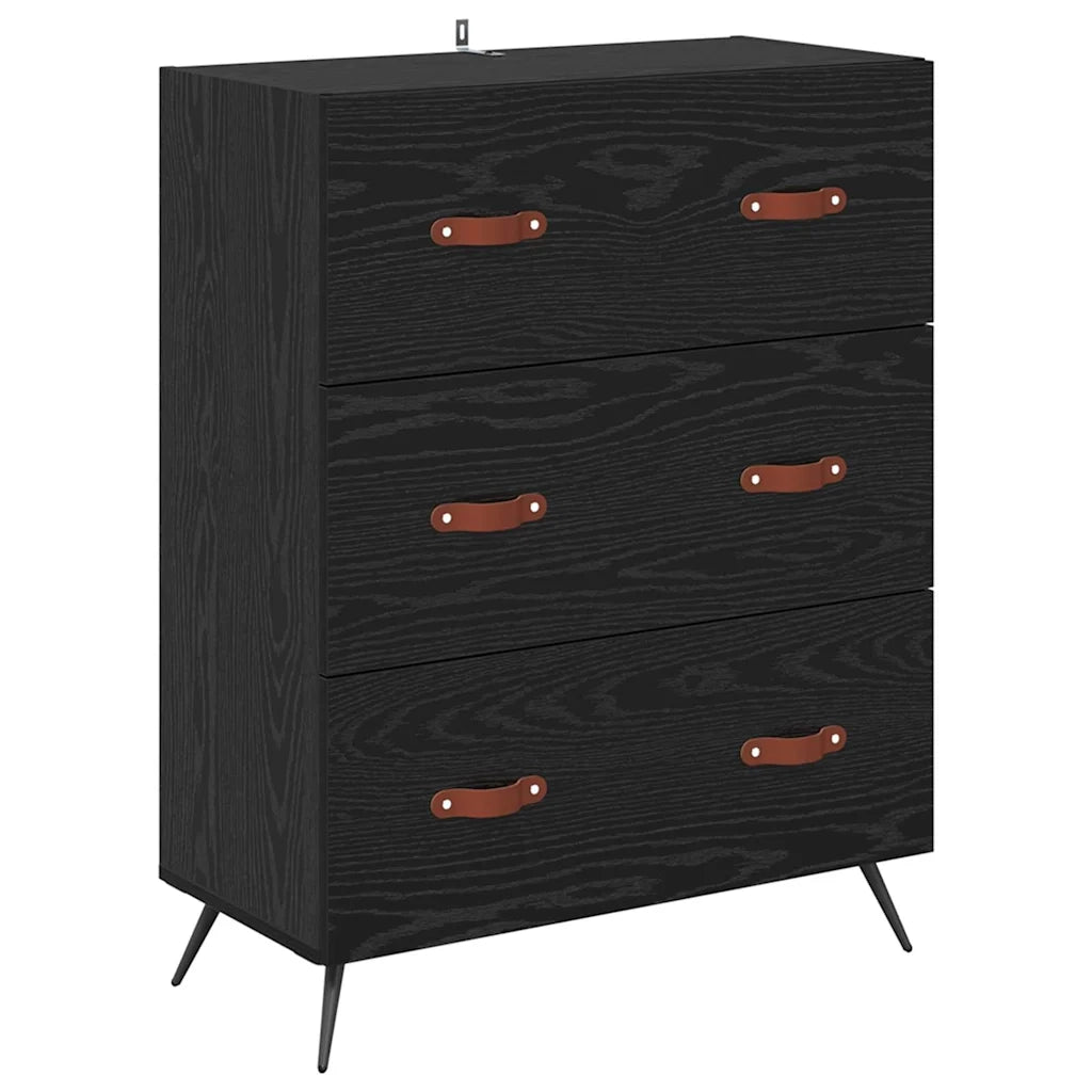 Credenza | Madia | Buffet da pranzo | Armadio da pranzo Rovere Nero 69,5 x 34 x 180 cm Legno multistrato