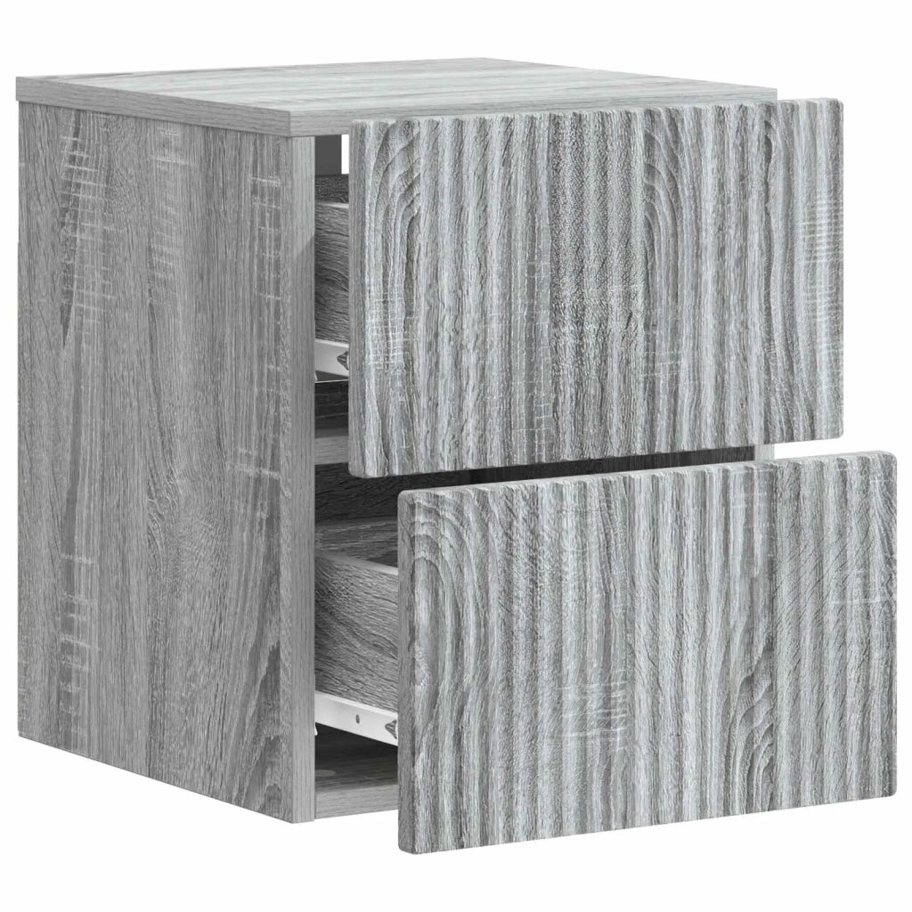 Set di 2 Comodini | Armadio da Notte | Mobiletto da notte a muro Grigio Sonoma 33 x 34,5 x 40 cm