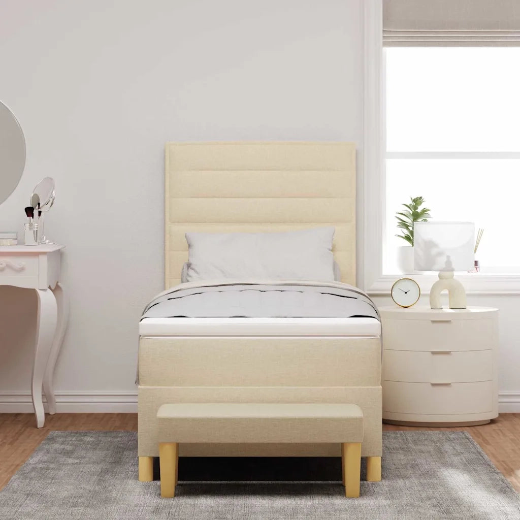 Letto a molle con materasso Crema 80 x 200 cm Tessuto