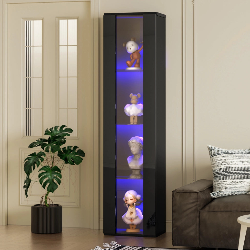 VETRINA 40x29x170 cm con LED multicolore e controllo APP Nero