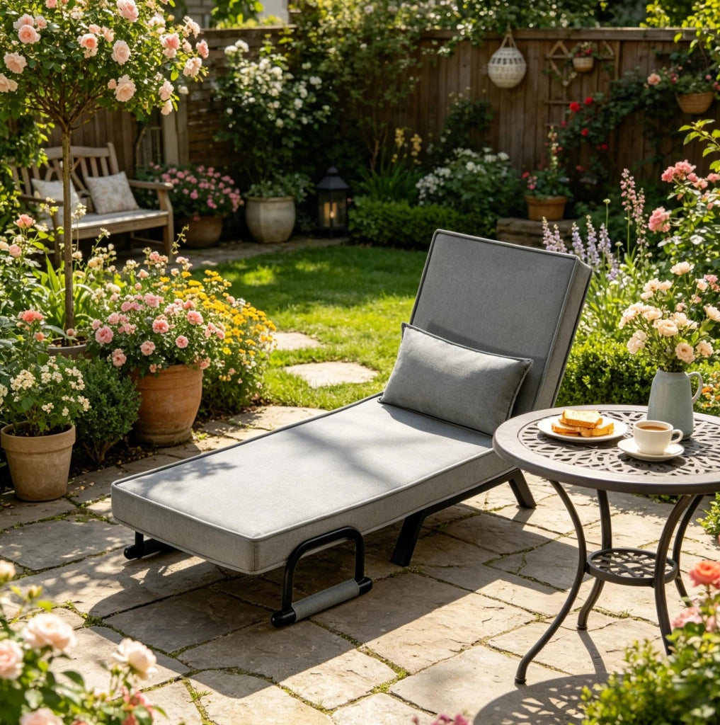 Sedia Letto Convertible 3 in 1 con Schienale Regolabile e Struttura in Metallo, 65x78x75 cm