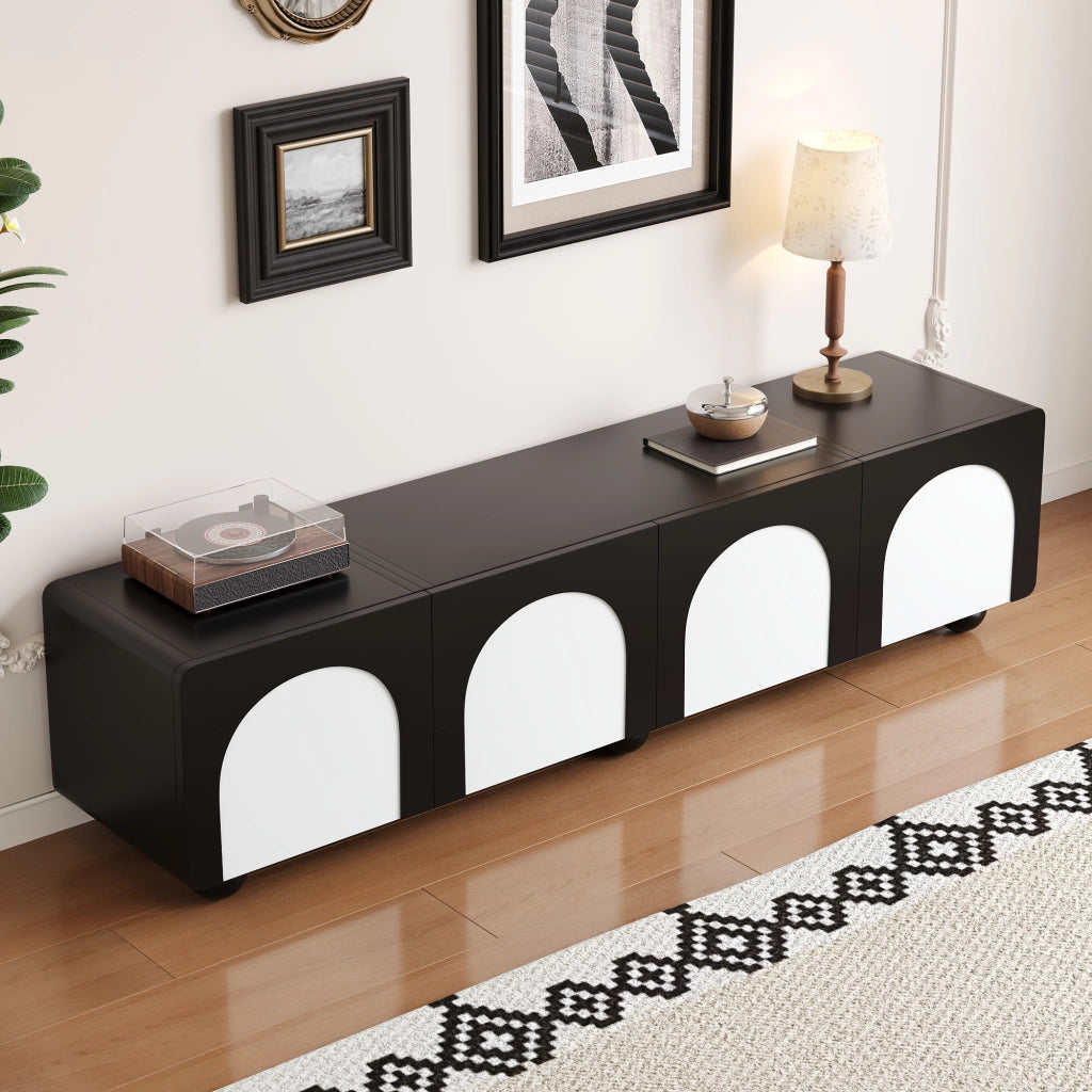 Mobile TV con Cassetti e Ante ¨C MINIMAL ¨C Nero/Bianco 180x38x45 cm