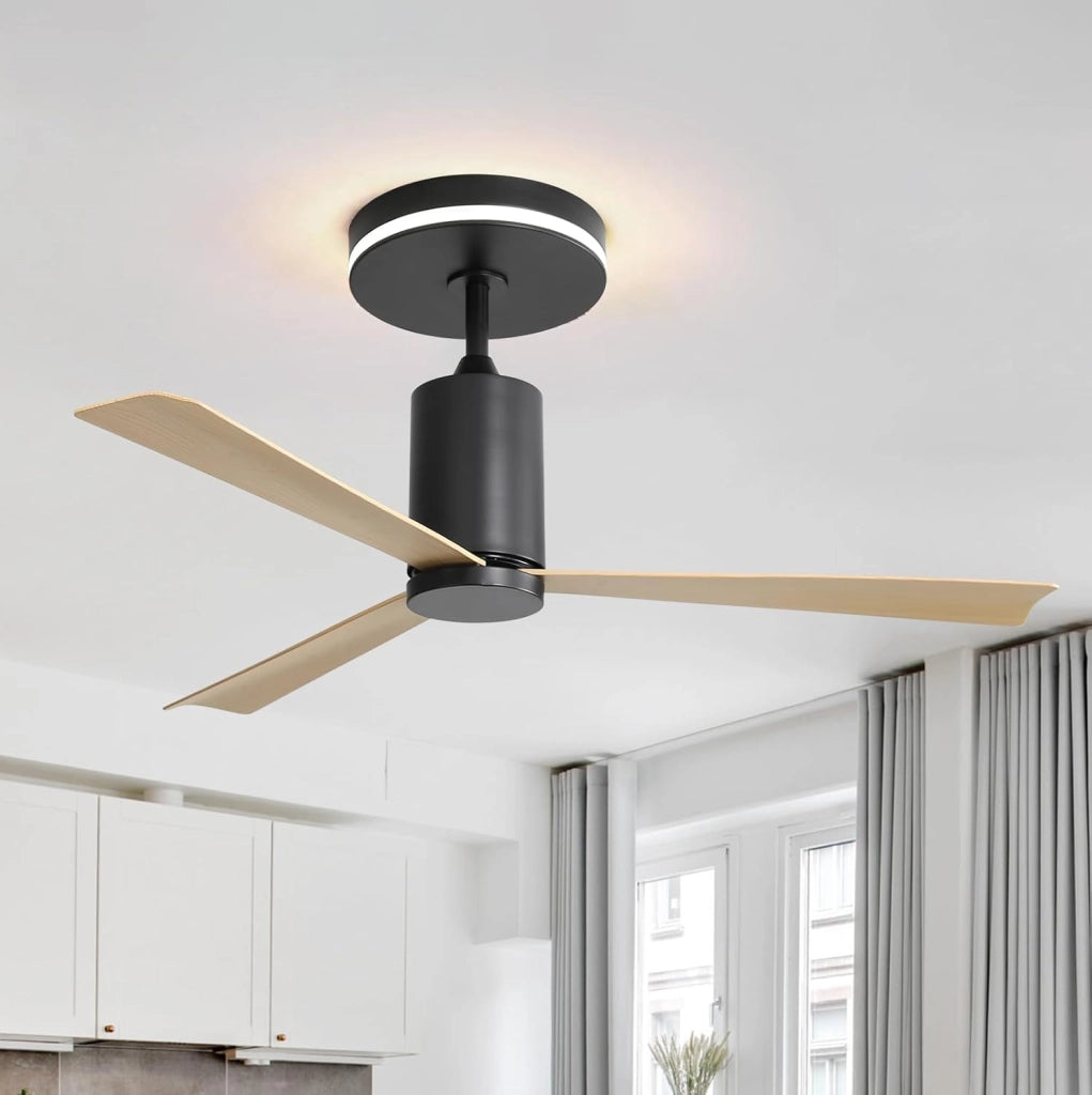 Ventilatore da soffitto 52 pollici con LED 18 W, telecomando e pale ABS nere