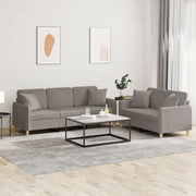 Set Divani 2 pz con Cuscini Tortora in Tessuto