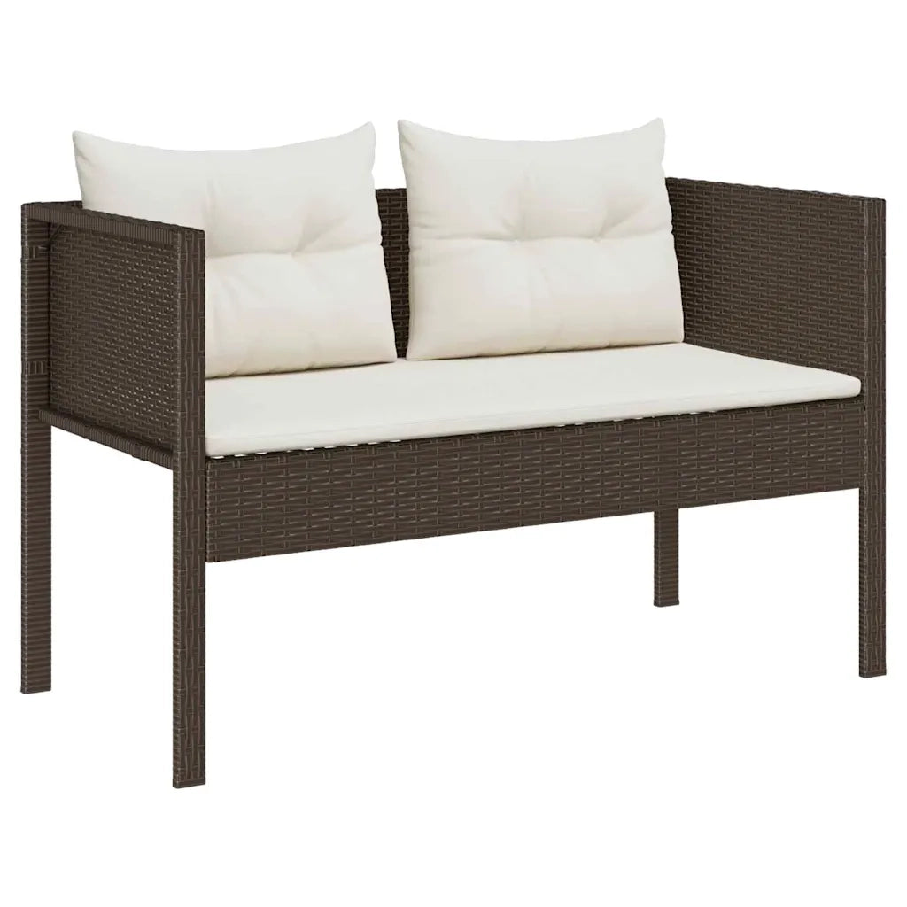 Set Divano da Giardino 6 pz | Set Salotto da Giardino Marrone e Crema polyrattan