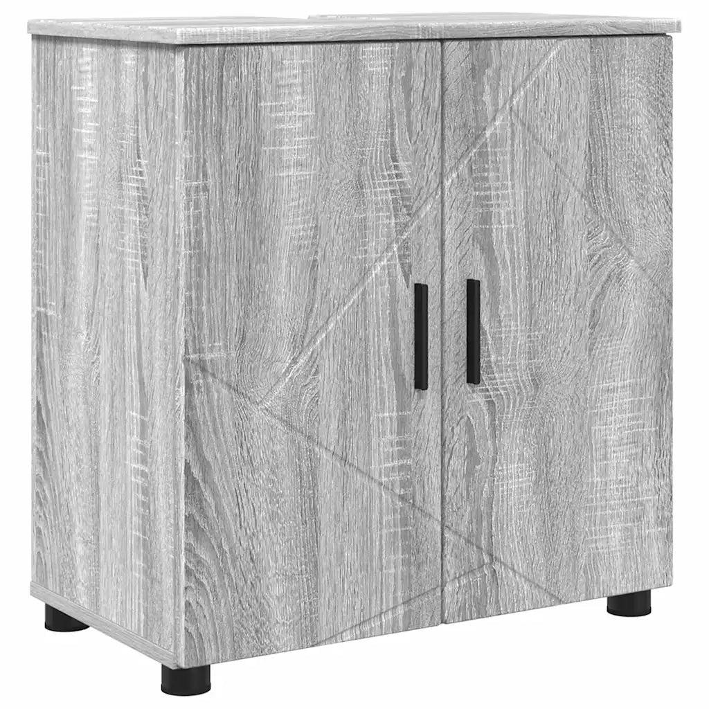 Set di mobili per il bagno con porta 4 pcs Grigio Sonoma