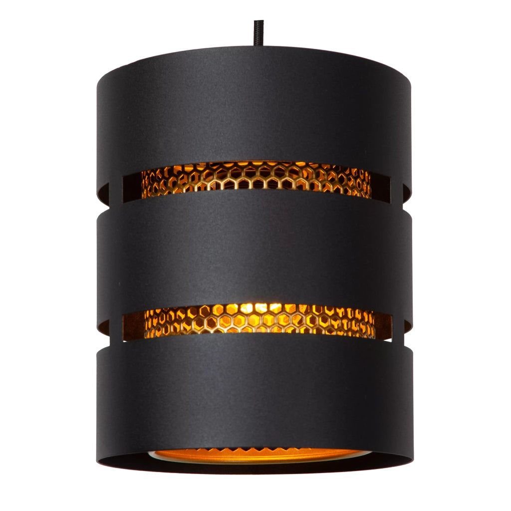 Lampadario tondo moderno nero/oro ROSAS 3xE27 Lucide