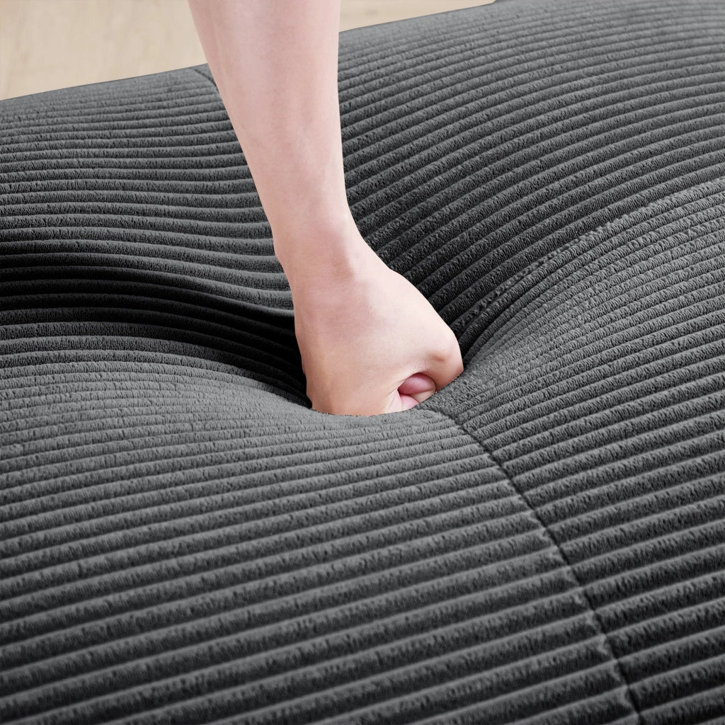 Divano angolare 2 posti - con braccioli ergonomici e base antiscivolo - in velluto a coste grigio