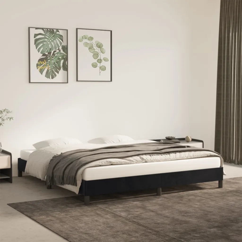 Giroletto senza Materasso-Struttura Letto Nero 160x200 cm in Velluto 100454