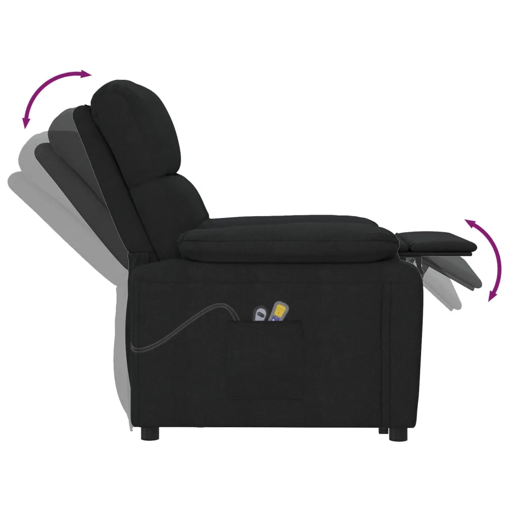 Poltrona Massaggiante | Sedia Relax Elettrica Nera in Tessuto