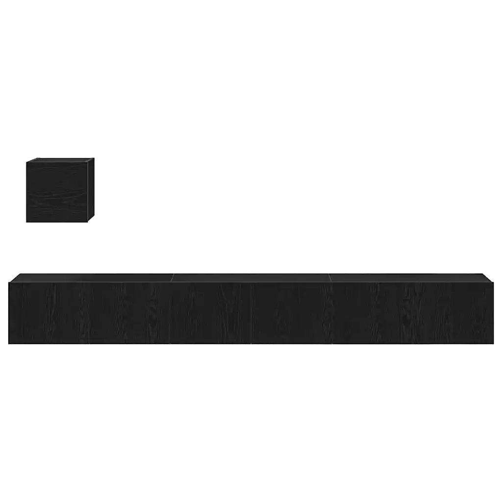 Set mobile TV Montaggio a parete-Credenza per TV Rovere Nero Legno multistrato 569406