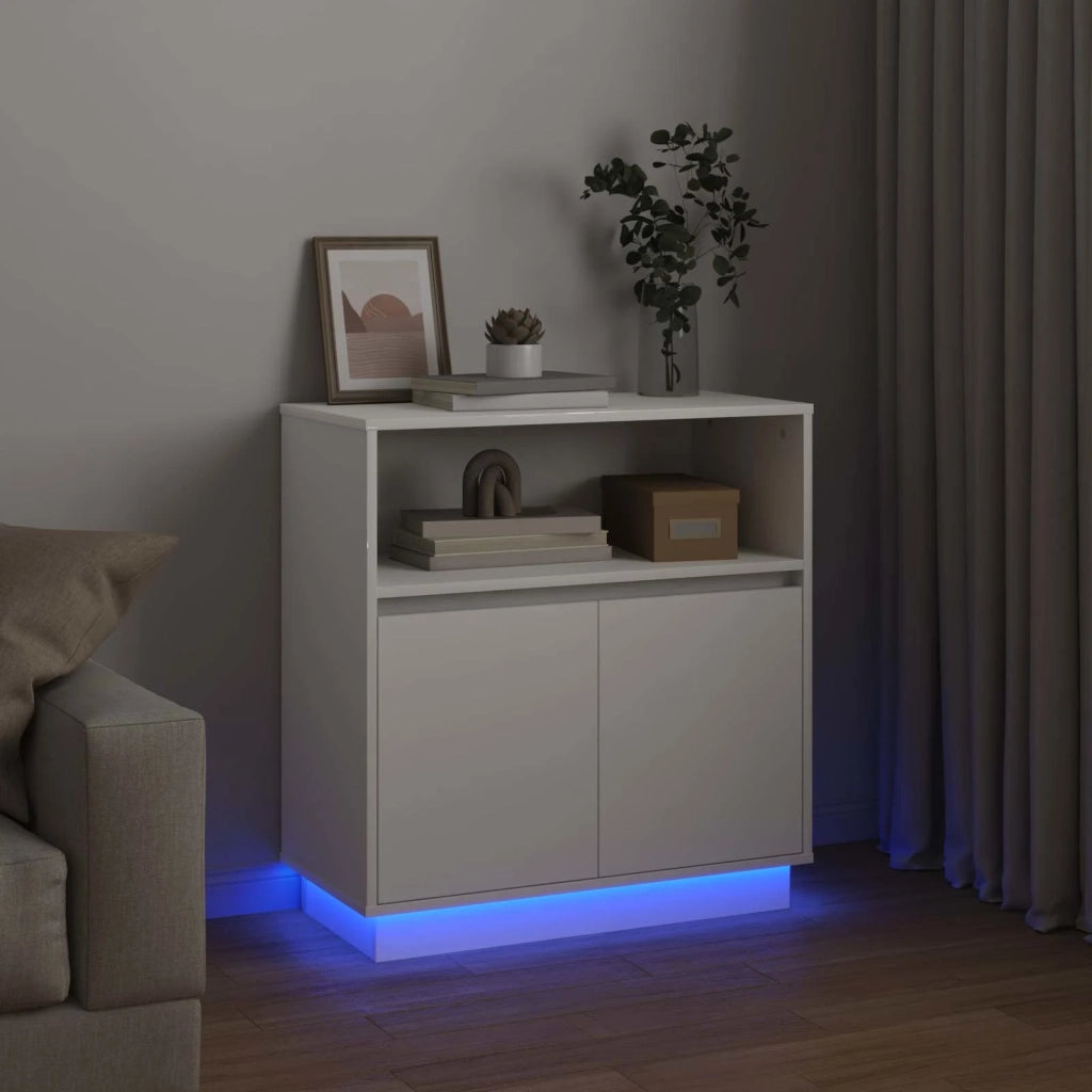 Credenza | Madia LED Bianco 71 x 34,5 x 75 cm Legno multistrato