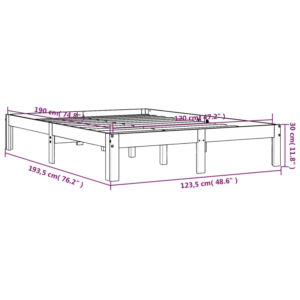 Letto senza Materasso-Struttura Letto Marrone Cera 120x190 cm in Legno di Pino 300521