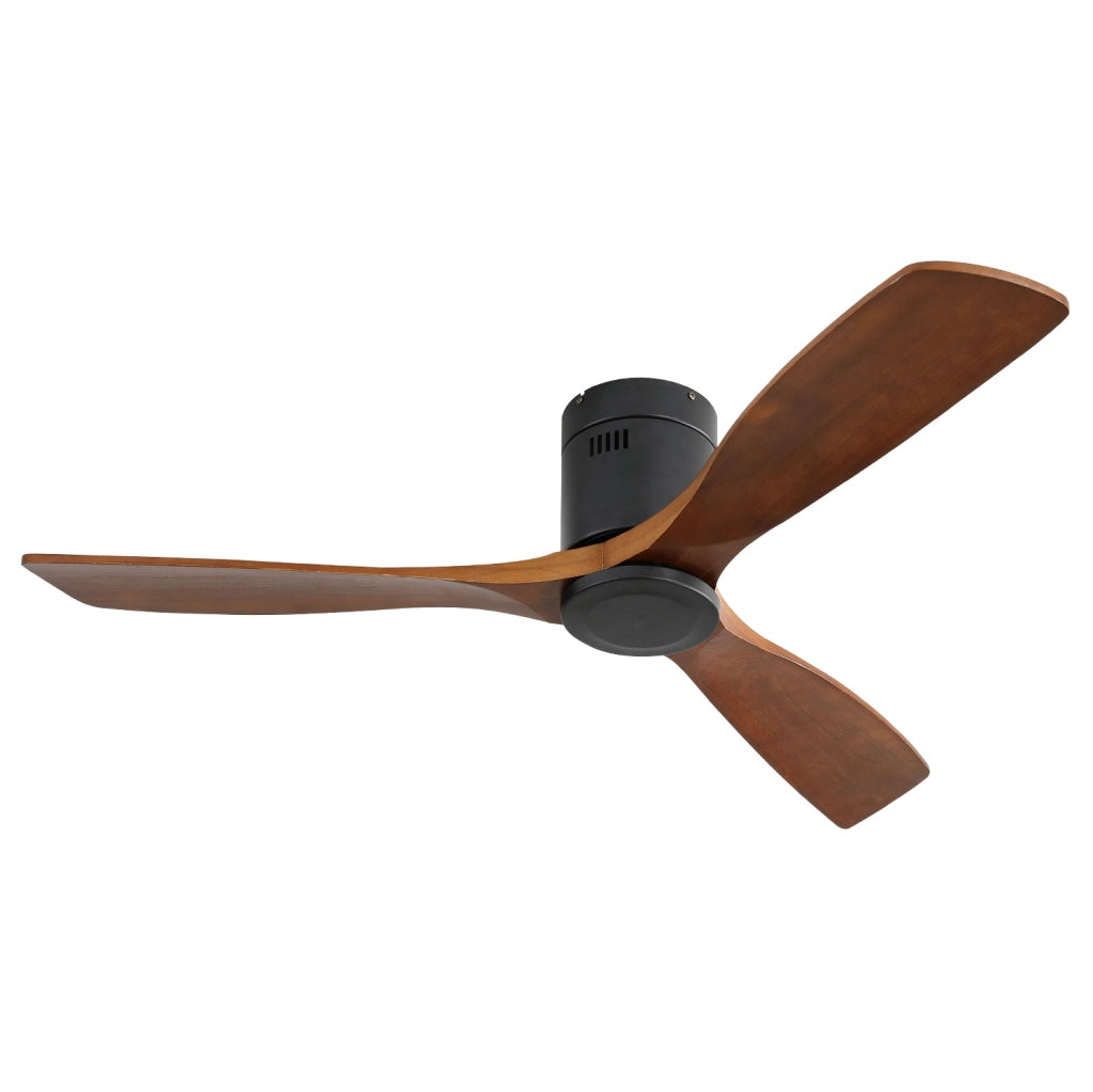 Ventilatore da soffitto 52 pollici con 3 pale in legno di noce, motore DC silenzioso reversibile e telecomando, senza luce