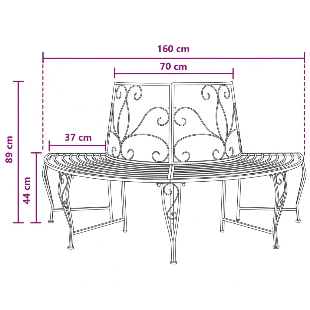 Panchina per Alberi 4-Numero di posti 160 x 80 x 89 cm Acciaio 42029522