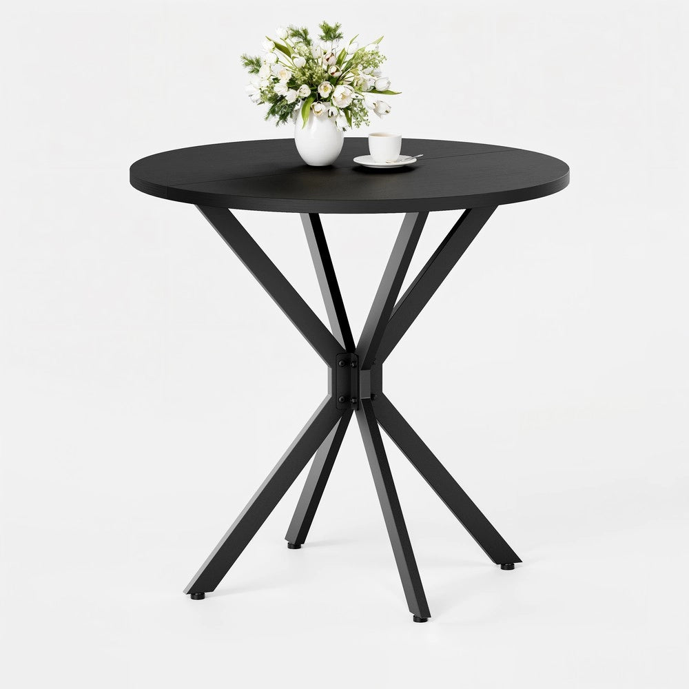 Tavolo Rotondo con Gambe a X ¨C MINIMAL ¨C Nero, 80 cm