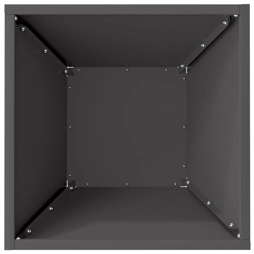 Set di 5 fioriere da giardino trapezoidali moderne 35 x 35 x 15 cm in acciaio nero 02_0052355