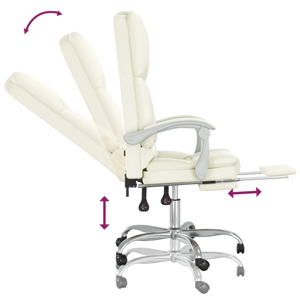 Poltrona da Ufficio Massaggiante | Sedia Relax Reclinabile Crema Similpelle
