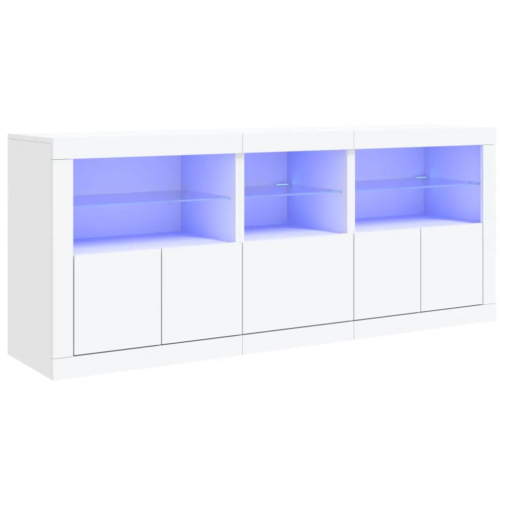 Credenza | Madia | Buffet da pranzo | Armadio da pranzo con Luci LED Bianca 162x37x67 cm