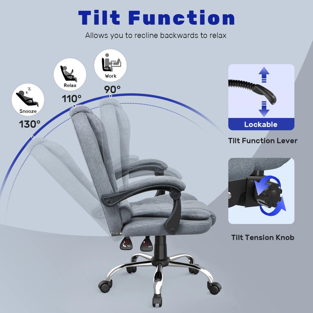 Sedia da ufficio,  Sedia girevole ergonomica con braccioli, altezza regolabile, per ufficio domestico e gaming, grigio scuro