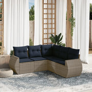 Set Divani da Giardino 5 pz con Cuscini Grigio in Polyrattan 3221350