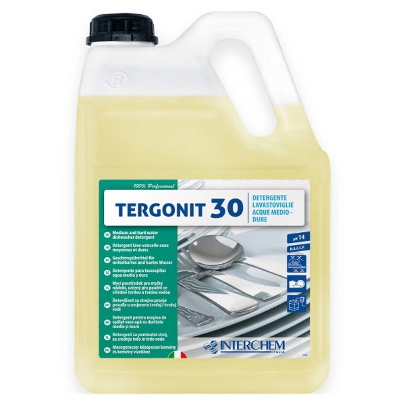 Tergonit 30 Detergente Stoviglie/Bicchieri per Acque Medio Dure, 6 KG | Interchem