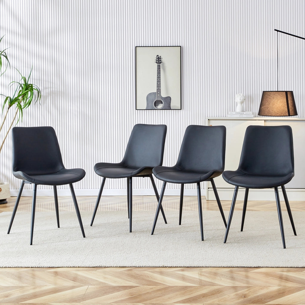 Set 4 Sedie da Pranzo Moderne ¨C Xylo ¨C Nero, Similpelle, Gambe in Metallo