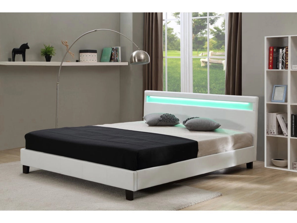 Letto con led "Maria" - 140 x 190 cm - Bianco
