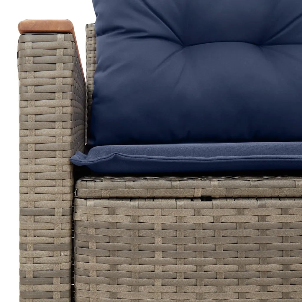 Divano da giardino con cuscini a 2 posti grigio in polyrattan 366159