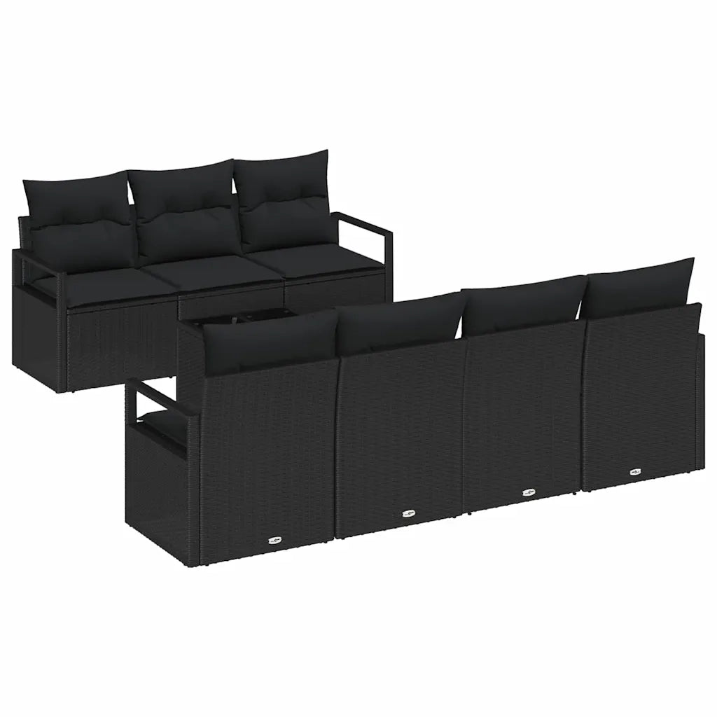 Set di divani 8 pcs Nero polyrattan