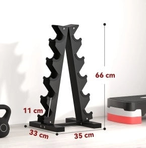 Supporto per manubri 10 posti 35 x 33 x 66 cm acciaio nero， struttura a A， 100 kg