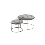 Set di 2 pouf Myla in velluto grigio e argento