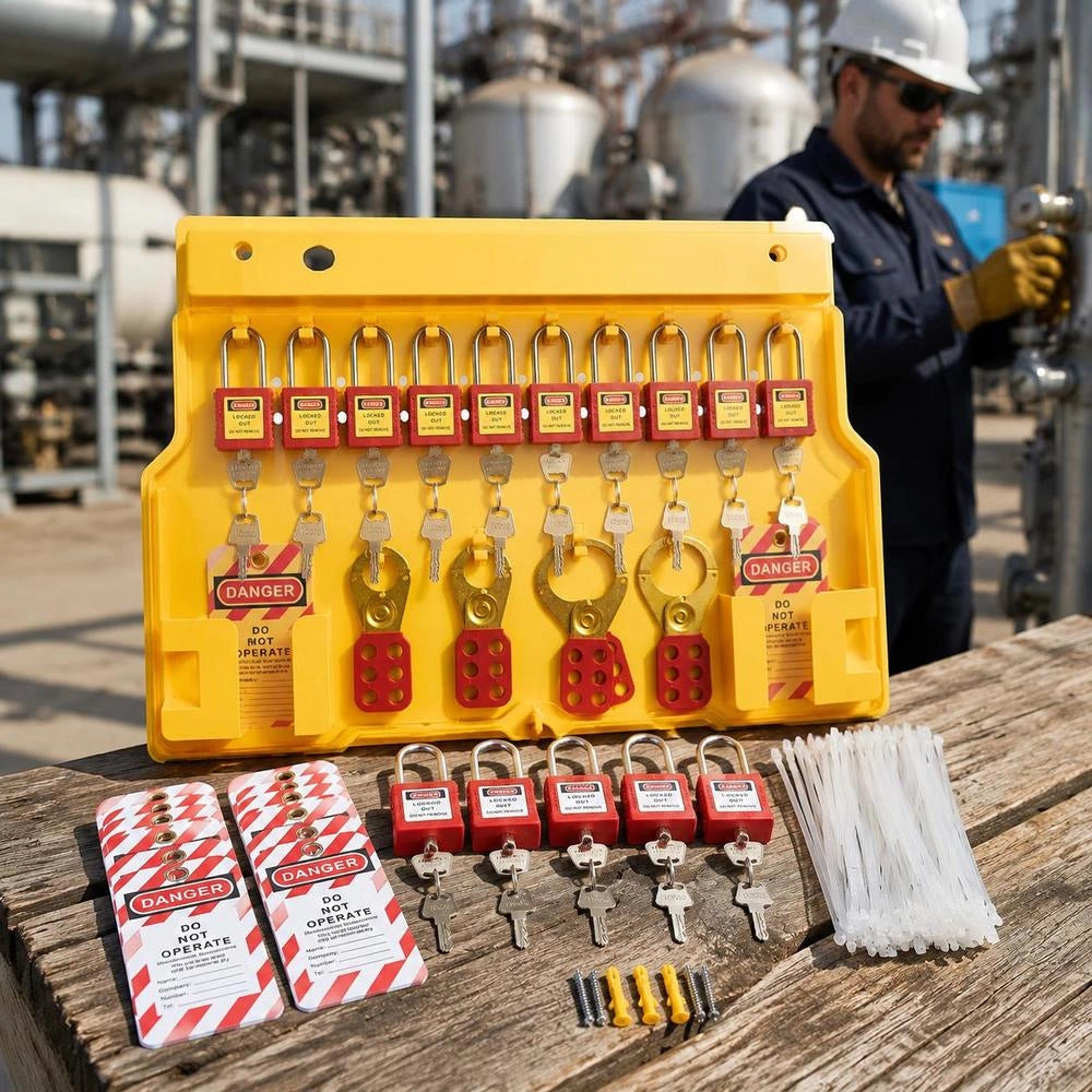Lockout Tagout Kit 58 Pcs. Disconnect Switch Lock, Hasps, Tags And Safety Storage Bag For Padlocks For Lock And Tag Products And Electrical Security Equipment